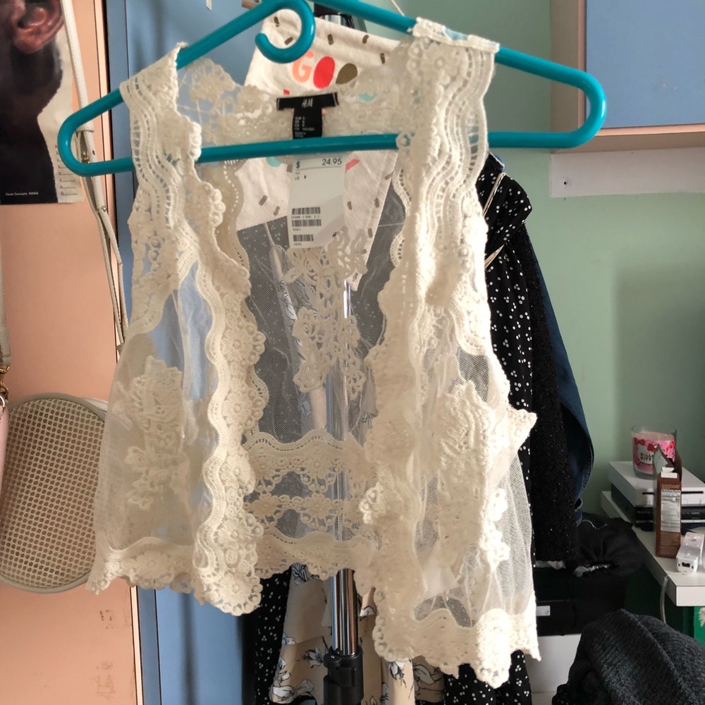 Ivory Lace Crotchet Vest